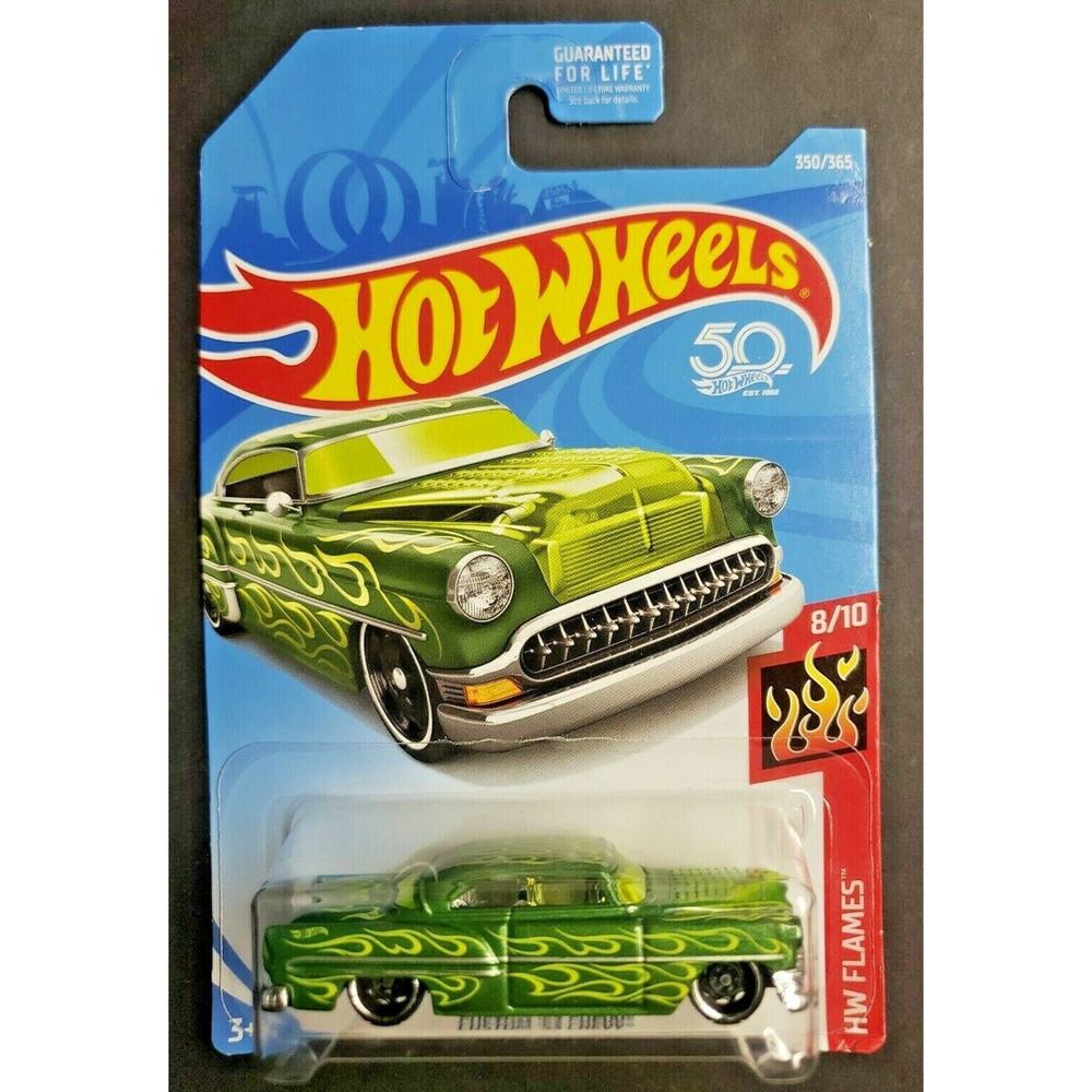 2018 Hot Wheels Custom 1953 Chevy HW Flames Green #350 New HW13